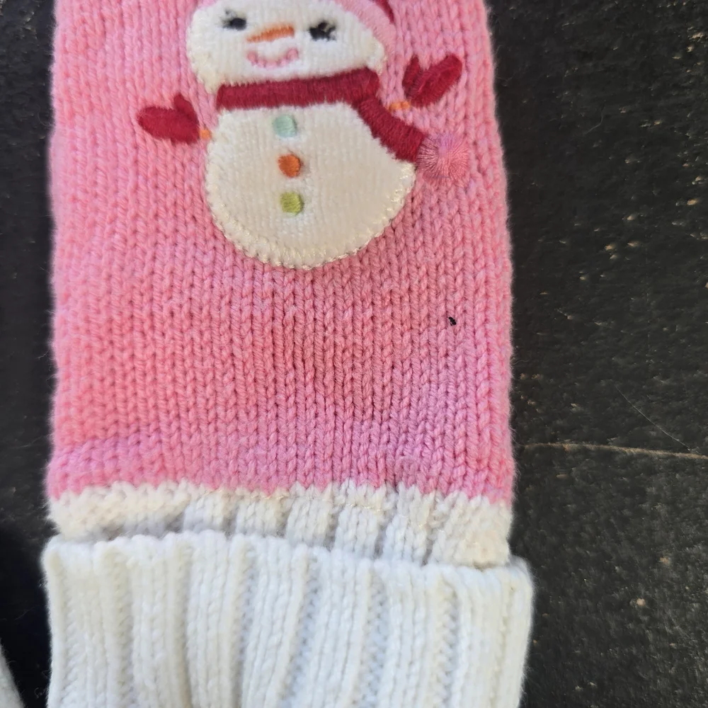Knit Holiday Mittens Gymboree 2T - 3T Toddler Pink Snowman Cozy Cutie 2011